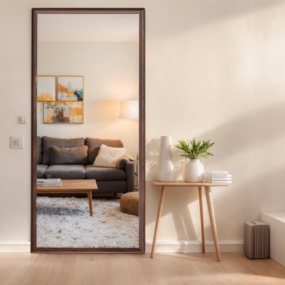 Wall-Mounted Mirror, Faux Wooden Frame,vintage full length mirror,Stylish Big and Tall Body Mirror