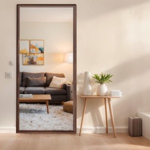 Wall-Mounted Mirror, Faux Wooden Frame,vintage full length mirror,Stylish Big and Tall Body Mirror - 1 of 4