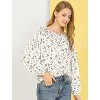 INSPIRE CHIC Women's Floral Round Neck Bishop Sleeves Blouse - 2 of 4