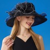 Anna-Kaci Women's Wide Brim Organza Dress Hat with Sheer Ribbon Floral Design for Formal Events and Sun Protection - 3 of 4