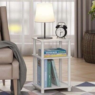 Furinno 2 PCS Nightstand 3-Tier Black/White Reversible Sofa Side End Table W/Open Storage Shelf