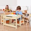 KTMBDW Kids Table and Chair Set, 3 in 1 Wooden Activity Table with Storage for Toddlers Drawing, Reading, Crafts, Table Set for Nursery, Playroom - 4 of 4