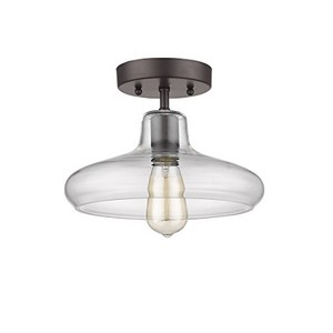 Homestock Dickens Industrial-Style 1 Light Rubbed Bronze Semi-Flush Ceiling Fixture 11" Shade - 1 of 3