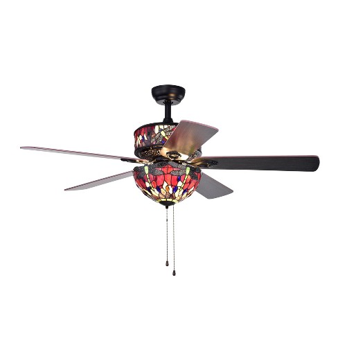Jalev 6 Light Dragonfly, Red Vintage Style Ceiling Fan