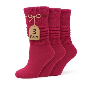 Women’s Lightweight Cotton Slouch Socks Over-the-Calf Knee-High Scrunch Socks 3 Pairs Shoe Size 5-10 - 1 of 3