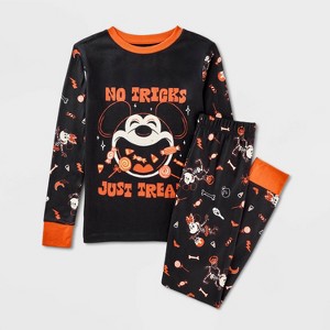 Kids' Mickey Halloween 2pc Sleep Pajama Set - Black - 1 of 3