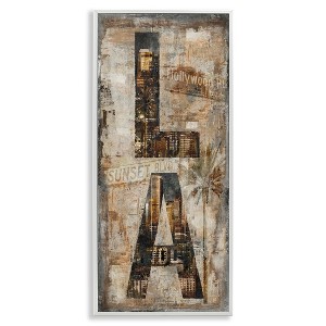 Stupell Industries Los Angeles Montage Collage Framed Giclee Art, White, 10" x 24" - 1 of 4