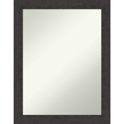 Amanti Art 22" x 28" Non-Beveled Rustic Plank Espresso Narrow Bathroom Wall Mirror : Modern Rectangle