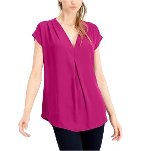 I.N.C International Concepts Womens Inverted Pleat Pullover Blouse, Pink, Large - 1 of 1