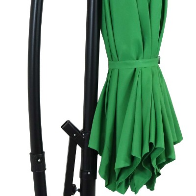 Emerald Green 9' Steel Cantilever Patio Umbrella with Solar LED Lights