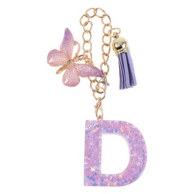 Unique Bargains Star Sequin Letter D Butterfly Tassel Water Cup Pendant Purple 1 Pc