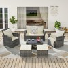 CAVINAS Patio Sofa Set, Wicker Lawn Chairs Set with Footstool, Modern Patio Sectional with Coffee Table for Garden - 2 of 4
