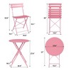 Patio Bistro Sets, 3-Piece Outdoor Furniture with Round Table & 2 Folding Chairs - 4 of 4