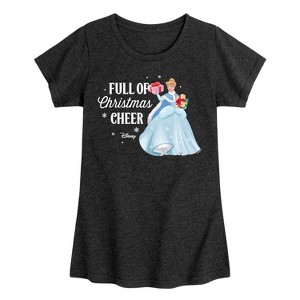 Girls' - Disney - Full Of Christmas Cheer Cinderella Fitted Short Sleeve Graphic T-Shirt - 1 of 4