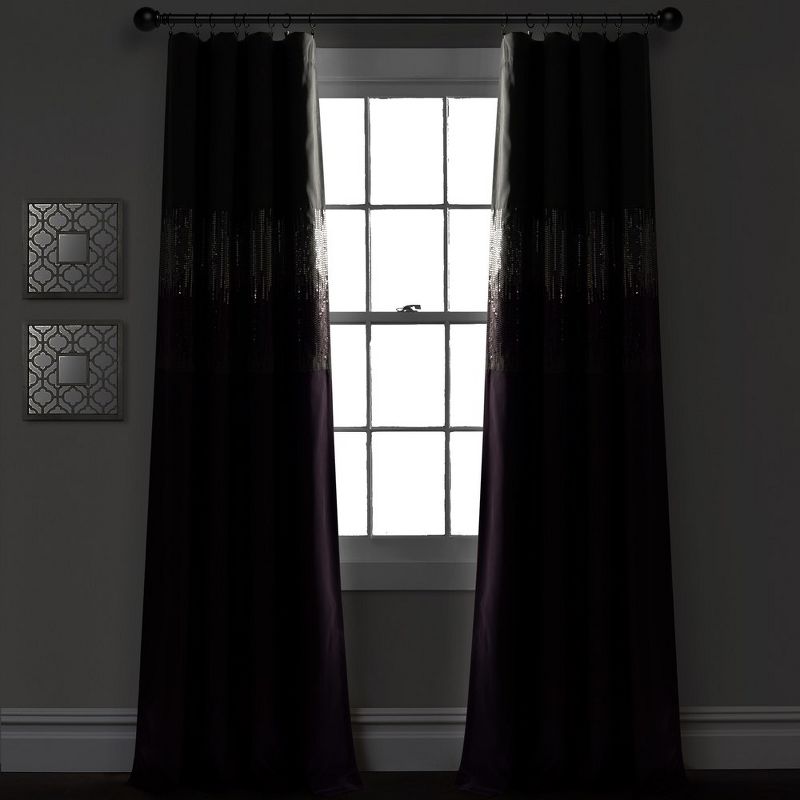 Night Sky 100% Lined Blackout Window Curtain Panel Purple/Gray Single 42X84, 2 of 7