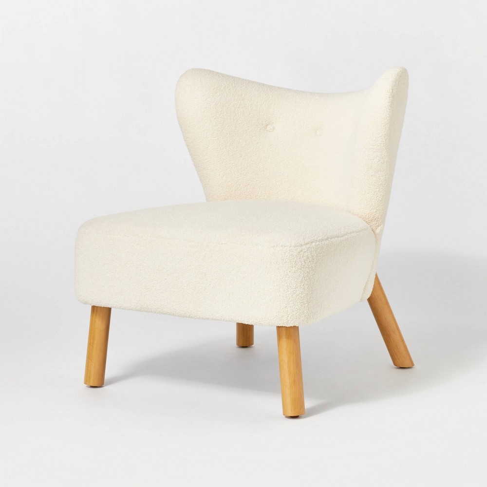 Photos - Chair Sculpted Faux Shearling Accent  Cream - Threshold™ designed with Stud