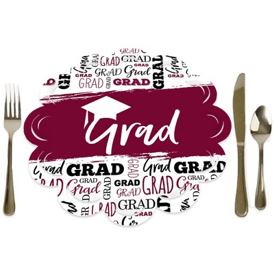 Big Dot of Happiness Maroon Grad - Best is Yet to Come - Burgundy Graduation Party Round Table Decorations - Paper Chargers - Place Setting For 12