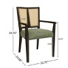 Upholstered Arm Dining Chair Set of 2, Rattan Back Arm Dining Chair with Rubberwood Frame, Mid Century Dining Chair for Dining Room-Koiai - 4 of 4