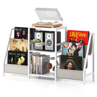 Tangkula Record Player Stand w/ Vinyl Storage Turntable Display Stand w/ 3 Shelves