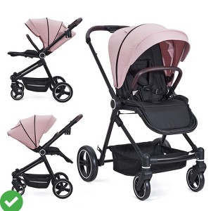 Baby Stroller Lightweight Infant Stroller w/ Storage Basket Convenient One-Hand Fold Travel Stroller w/Adjustable Footrest - 1 of 4