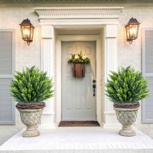 Artificial Topiary Ball Tree Set of 2 with Metal Ground Spike, UV Resistant Faux Shrub for Indoor Outdoor Garden Patio Decor - 1 of 4