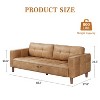 WhizMax 3-Seater Sofa Couch, Modern Sofa with Deep Seats and 2 Pillows, Breathable Faux Leather Couch, Stylish Loveseat for Living Room, Brown - 2 of 4