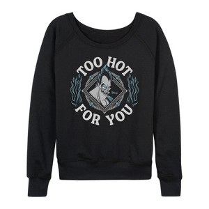 Women's - Disney Villains - Hades Too Hot For You Lightweight French Terry Wide Neck Long Sleeve Shirt - 1 of 4