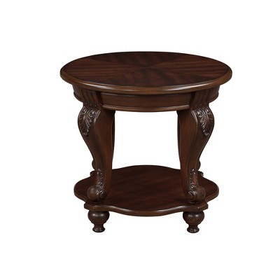 Ridstar Retro Round End Table with Shelf For Living Room & Small Spaces-Brown