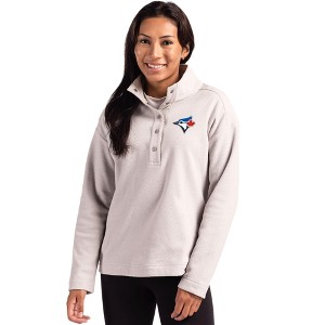 Toronto Blue Jays Cutter & Buck Hunts Point Eco Textured Fleece Recycled Womens Snap Pullover - 1 of 1