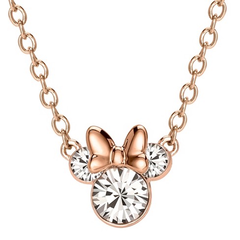 Disney Minnie Mouse Birthstone Rose Gold Plated Necklace April