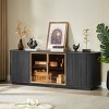64-Inch Wavy TV Stand Cabinet,Modern MDF Sideboard Cabinet with Glass Doors for Living Room,Wooden Vertical Stripe Storage Cabinet-Coolbibila - 3 of 4