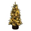 Nearly Natural 4' Pre-Lit Artificial Mixed Pine Snowed Christmas Tree with Pinecones in Decorative Planter - 2 of 4
