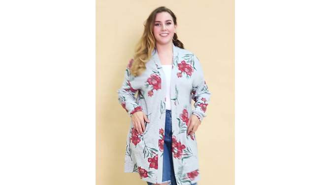 Agnes Orinda Women's Plus Size Lightweight Open Front Knit Floral Cardigans, 2 of 8, play video