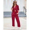 Coolmee Women's Lounge Sets 2 Piece Long Sleeve Crop Top and Wide Leg Pants Casual Loungewear Pajamas Set - 2 of 4
