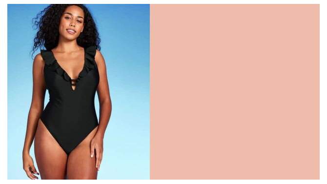 Women&#39;s Ruffle Plunge One Piece Swimsuit - Shade &#38; Shore&#8482;, 2 of 4, play video