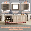 NicBex Woven Coffee Table with 4 Sliding Doors,Rectangular Center Table with Storage Compartments,End Table for Living Room,Natural Wood - 4 of 4