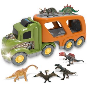 Ruvalino Baby and Toddler Learning Toys Dinosaur Transport Truck Set with Educational Play Features for Kids, Multicolored, 17"*6.1"*7.1" - 1 of 4