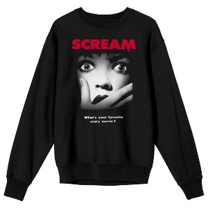 Scream 1-3 Movie Poster Crew Neck Long Sleeve Black Adult Sweatshirt - 1 of 3