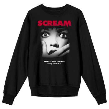 Scream 1-3 Movie Poster Crew Neck Long Sleeve Black Adult Sweatshirt