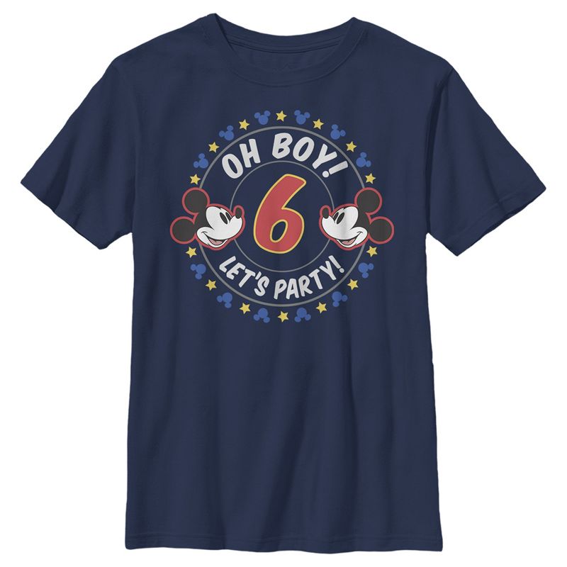 Boy's Mickey & Friends 6th Birthday Oh Boy Let's Party Mickey T-Shirt, 1 of 5