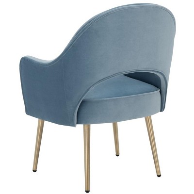 Light Blue Velvet Accent Chair with Gold Legs