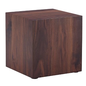 Gulches Walnut Wood Grain Square MDF Indoor Coffee Accent Table 16 Inch Cube Design No Assembly Multifunctional - 1 of 4