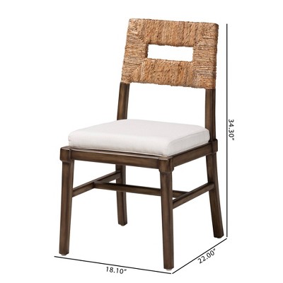 Bohemian Bliss Mahogany and Natural Rattan Low Side Chair