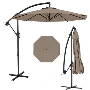 10 FT Cantilever Umbrella Patio Umbrella with Easy Tilt Adjustment, 8 Ribs, UV Protection for Backyard, Lawn, Garden and Poolside - 1 of 4