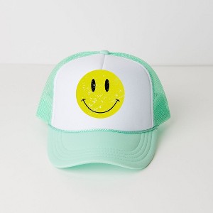 The Juniper Shop Distressed Smiley Face Youth Foam Trucker Hat - 1 of 2