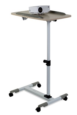 White Adjustable Height Laptop Cart with Drawer and Casters
