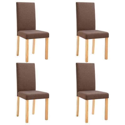 vidaXL Dining Chairs, 4 Pcs, Brown Fabric