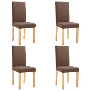 vidaXL Dining Chairs, 4 Pcs, Brown Fabric - 1 of 4