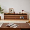 Chic Crate - 65-80" Mid-Century Modern Media Hub - 4 Drawers & Glass Storage w/ Dual USB-C & Smart LED - Carbonized Oak & Warm Steel - 3 of 4