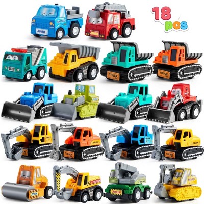 18Pcs Pull Back Car Assorted Mini Truck Model Car, Friction Powered Race Cars Vehicle Set for Toddlers, Boys, and Girls Educational Pretend Play